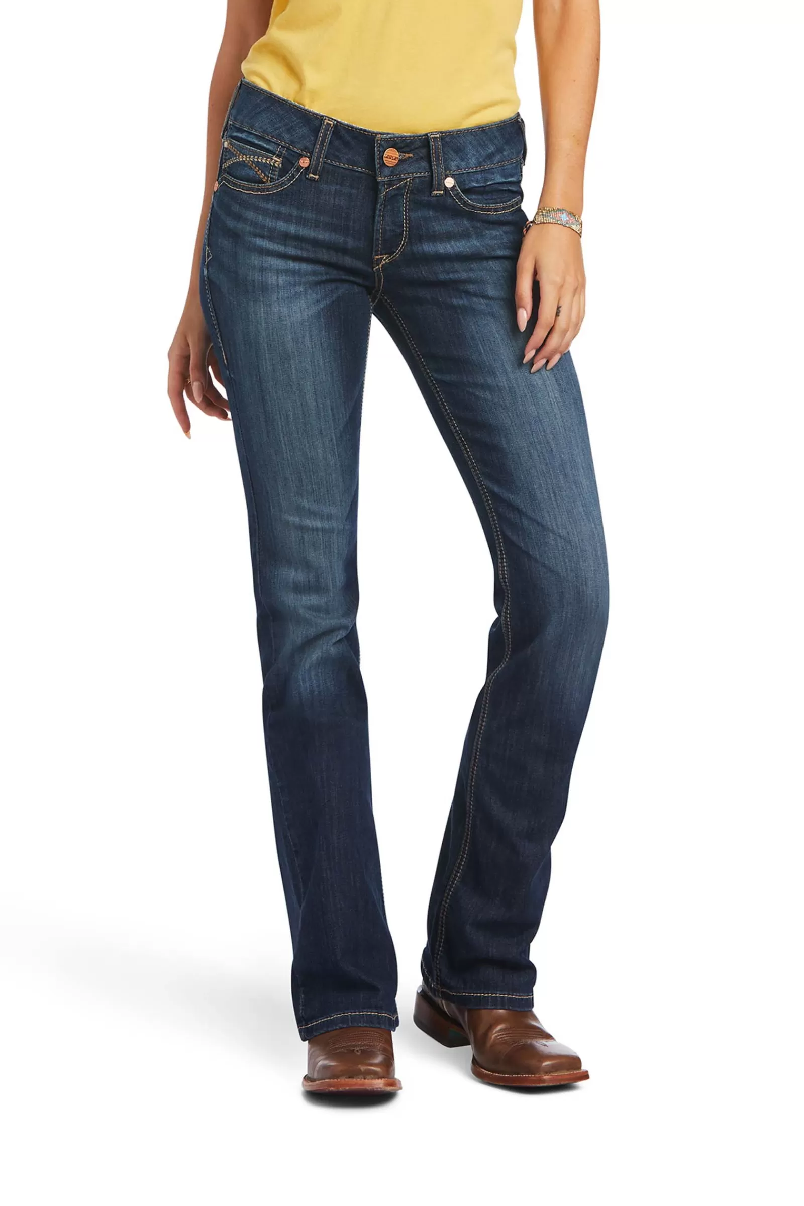 Cheap ariat Vicky Mid Rise Arrow Fit Boot Cut Naisten Farkut Denim Blue