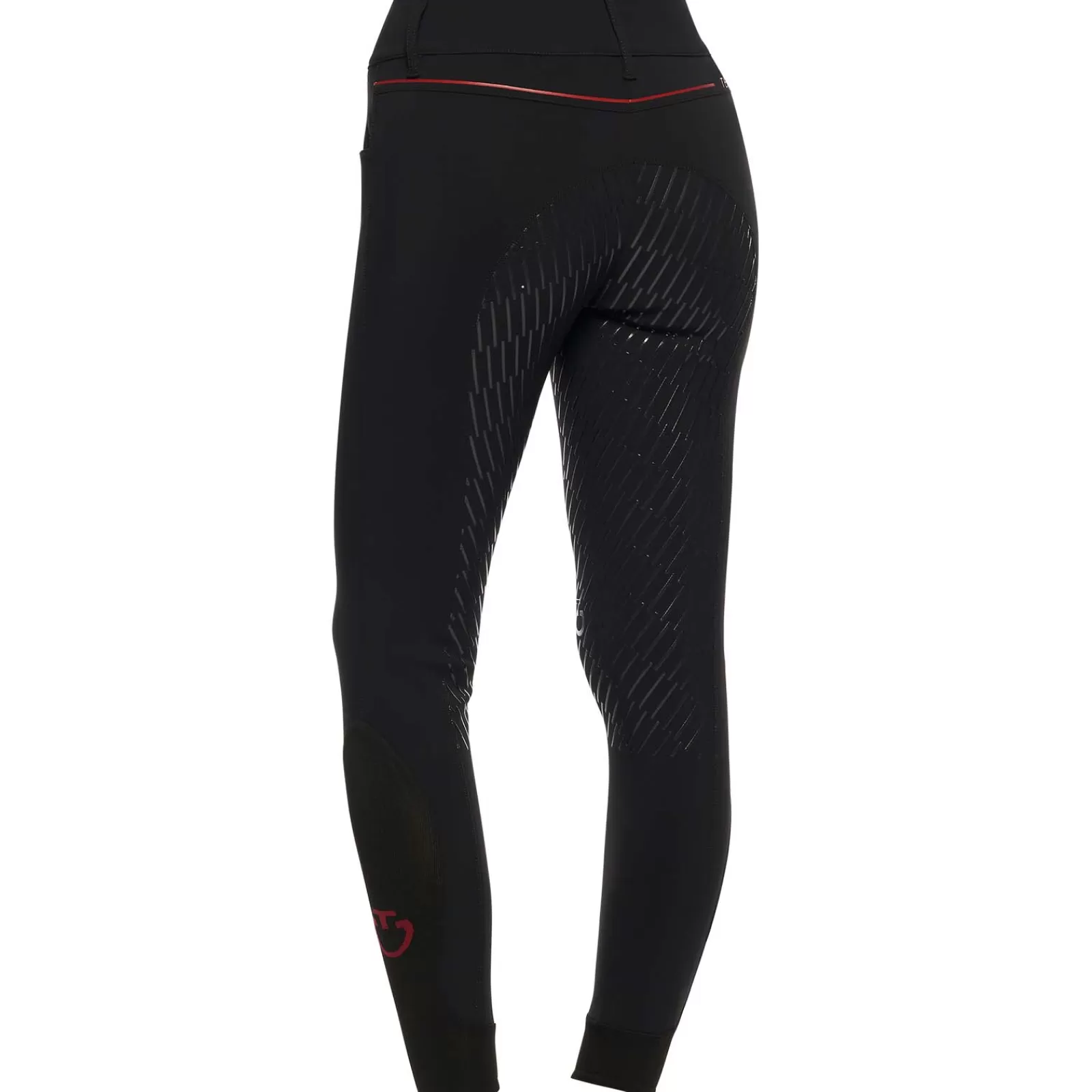 Best Sale cavalleriatoscana Cavalleria Toscana Ct Team Red Stripe Women'S Full Grip Breeches Black