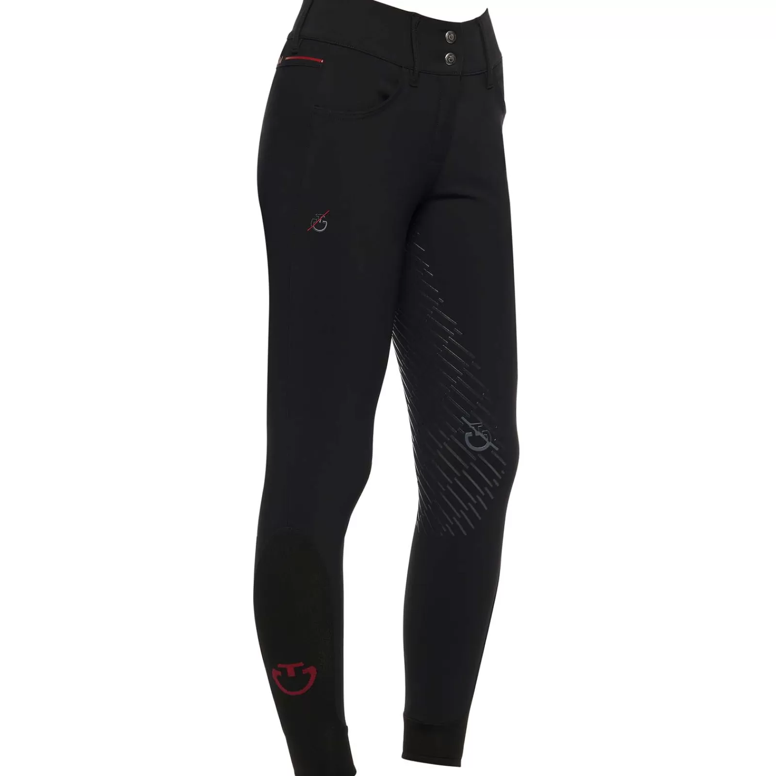 Best Sale cavalleriatoscana Cavalleria Toscana Ct Team Red Stripe Women'S Full Grip Breeches Black